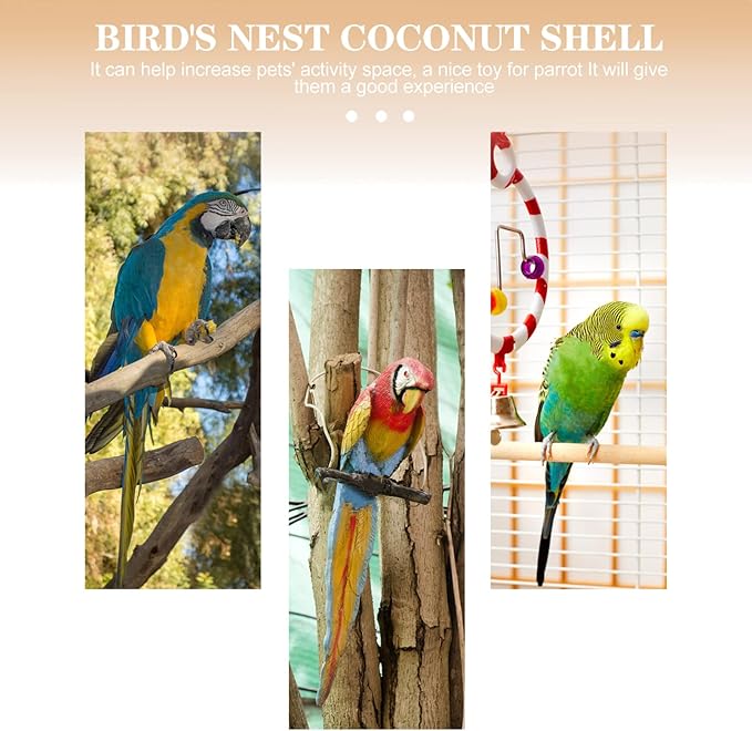 Natural Coconut Shell Bird Nest Bird Hanging Rocking Nest Cabin Outdoor Toys for Budgie Cockatiel