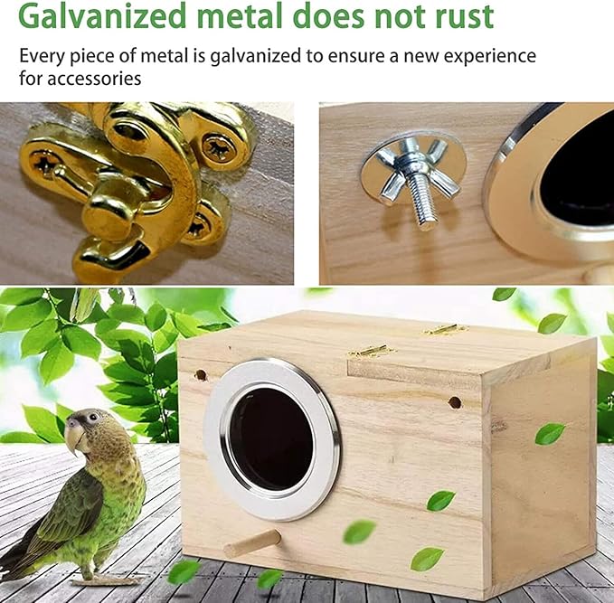 7.7" x4.7" Birds Nest Box Lovebird House Wood Parakeet Budgie Cockatiel Breeding Nest Box Cage Wood House for Finch Lovebirds Cockatiel Budgie Conure Parrot