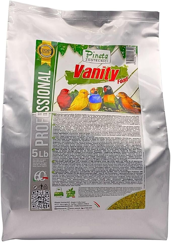 PINETA Vanity Bird Food 5Lb – Canary Food complete Bird Supplement Nutrition Diet with Protein and Healthy Fats, Semi-Morbid Paste for Pigeons, Parrots and Poultry, for Breeding and Molting Periods
