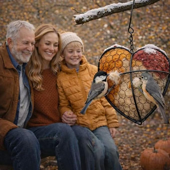 Handmade Alpaca Fiber Heart Bird Nesting Holder for Garden Birds — Cozy Outdoor Gift-Harvest