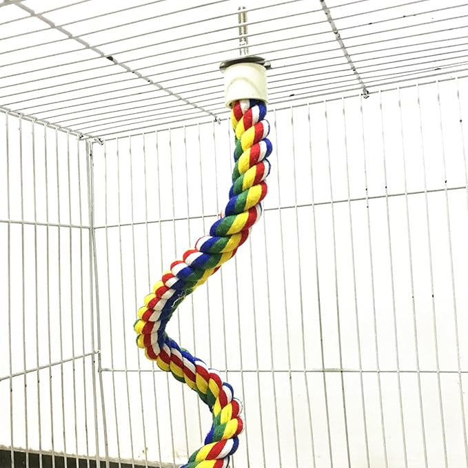 Bird Perch,Bird Rope Perch & Rope Perch,Bird perches for cage,Rope Perch for Conures,Parrots,Cockatiel,Lovebird,Budgerigar,Parakeet Rope perches for cage (2PCS Nipple 24inch)