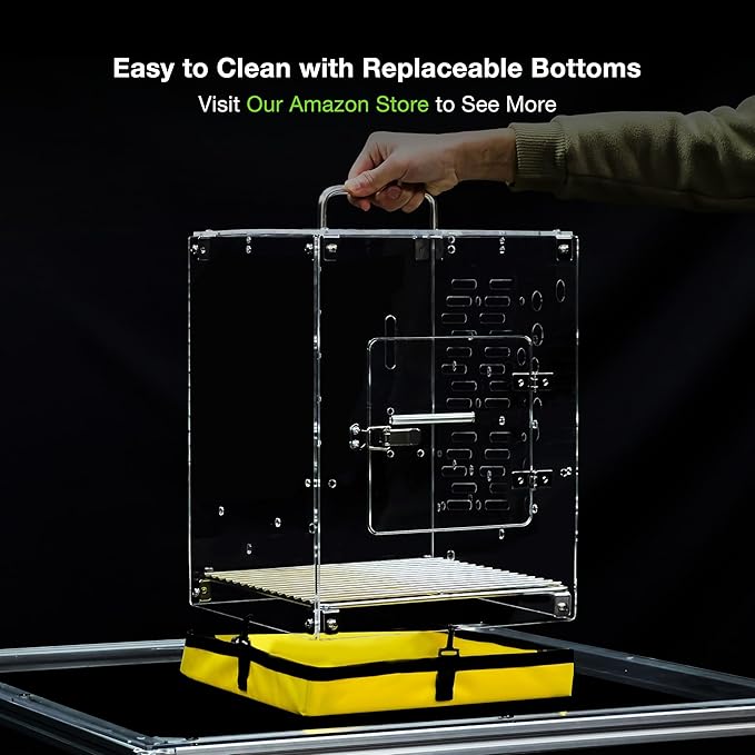 GuineaLoft™ Acrylic Bird Cage Model-ETO, Crystal Clear, 360° Panoramic View, Portable & Easy Clean Design with Canvas Bottom- Visit the GuineaLoft Store