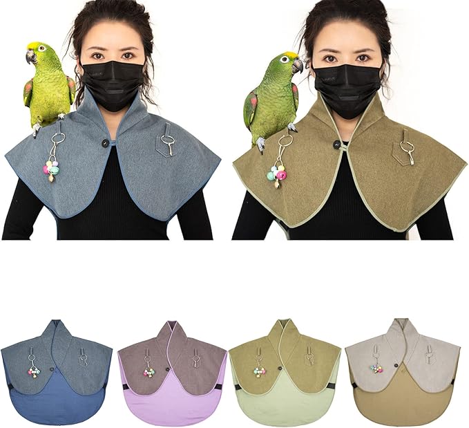 Parrots Anti-Scratch Shoulder Protector for Bird Anklet&Toy Cockatiels Finches Multi-Functional Pet Shoulder Pad Diaper Shoulder Cover for Birds for Poop, Blue-Plus