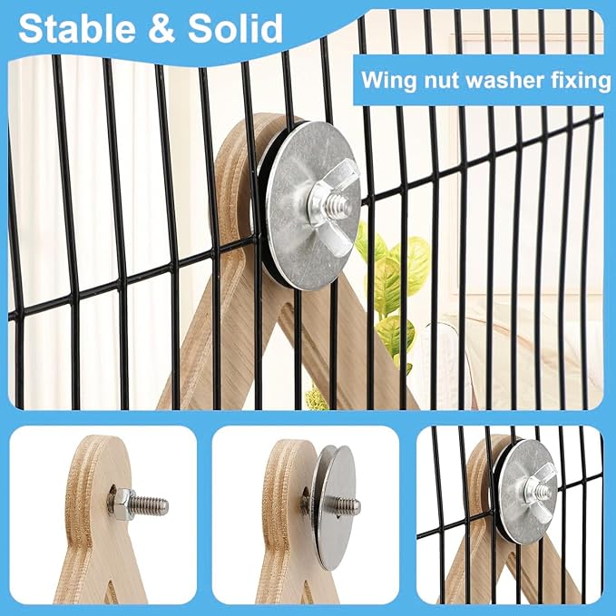 Bird Stand Perch,Interactive Rocking Parakeet Perch, Wooden Exercise Wheel Cockatiel, Parrot Swing,Bird Playground Play Stands for Conure Budgie(A)