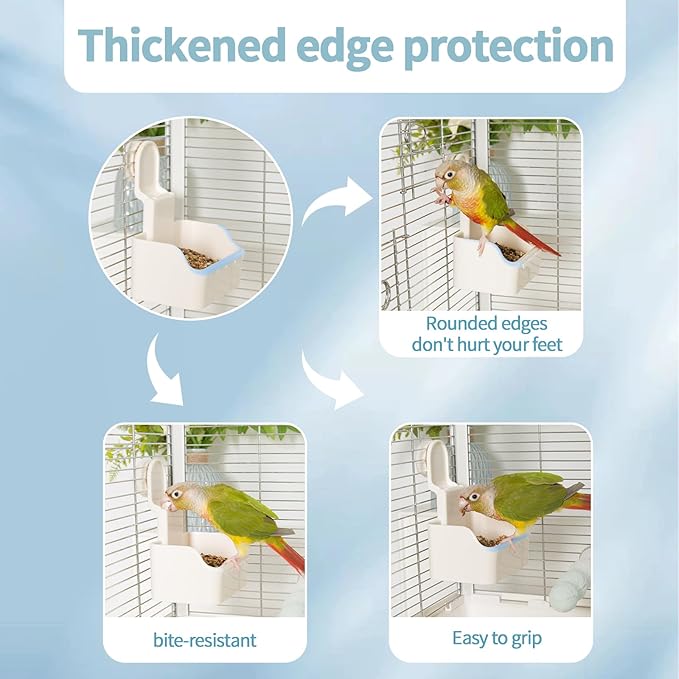 Bird Feeding Dish Cups, Detachable Thickening PVC Pet Food Bowls with Clamp, Bird Cage Feeder Hanging Pet Bowl for Chinchilla Hamster Parrot Cockatiel Conure Budgies Parakeet Small Animal (1PC)