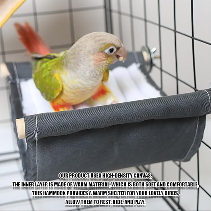 Winter Warm Bird Nest Bed, Parrot Hanging Hammock Snuggle Hut and 5 Rattan Balls, Parrot Hanging Bed Cage House Bird Cage Stand Perch for Parakeet Budgies Cockatiels Hamster Chinchilla (Grey)