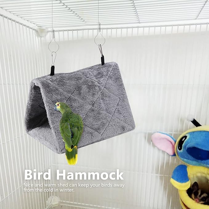 Bird Bed for Cage, Bird House Winter Warm Bird Bed for Cage Hanging Bird Hammock Soft Plush Snuggle Hut Tent, for Budgie Parakeet Cockatiel Conure Lovebird (S)