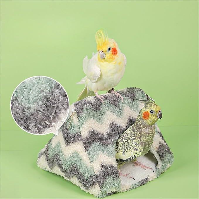 Fangool Parrot Warmth Bird Nest Bird Cage Parakeet Cockatiel Canary Cage Bird Bed Hammock Swing Parrot Lovebird Nest(Green,5.5Lx5.5Wx3.9H(in))