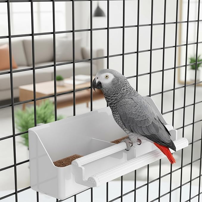 Bird Cage Feeder 2 PCS Plastic Bird Feeder for Cage Hanging, Birds Water Dispenser Bird-Feeder with Two Styles for Small Parakeet Cockatiel Canary Parrot