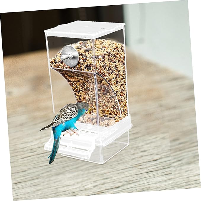 Milisten Automatic Bird Cage Feeder for Parrots Transparent Acrylic Pet Bird Food Dispenser No Spill Design for Parakeets Cockatiels and Lovebirds Birdhouse Feeder for Wild