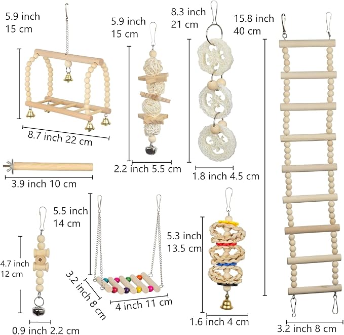 Bird Parrot Swing Toys Chewing Standing Hanging Perch Hammock Climbing Ladder for Cockatiel Parakeet