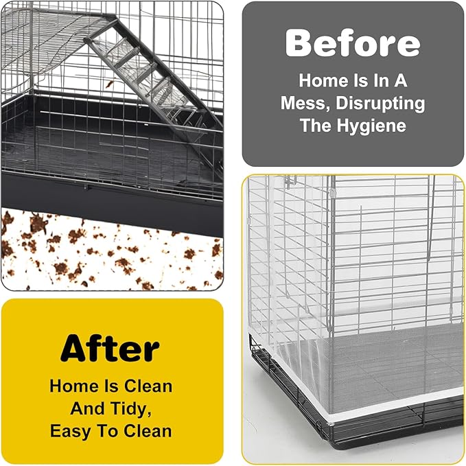 Grevosea 3 Pcs Bird Cage Seed Catcher, Large Bird Cage Cover Stretchy Adjustable Nylon Mesh Birds Cages Net Skirt for Parrot Parakeet Macaw African Round Square Cages Accessories (White)