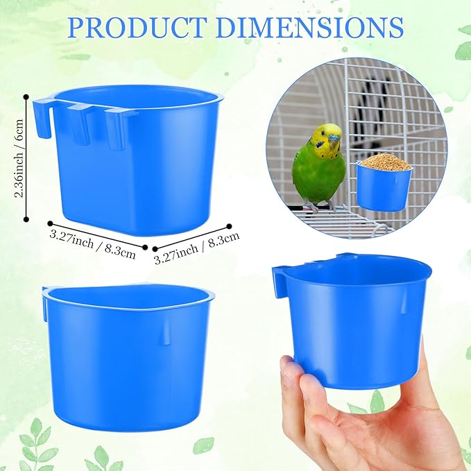 Ziliny 120 Pcs Cage Cups Chicken Birds Feeder Cups Plastic Hanging Chicken Feeders and Waterers 8 oz Feeding Bowl for Gamefowl Supplies Pet Pigeon Poultry Parrot Parakeet Rooster Rabbit(Blue)