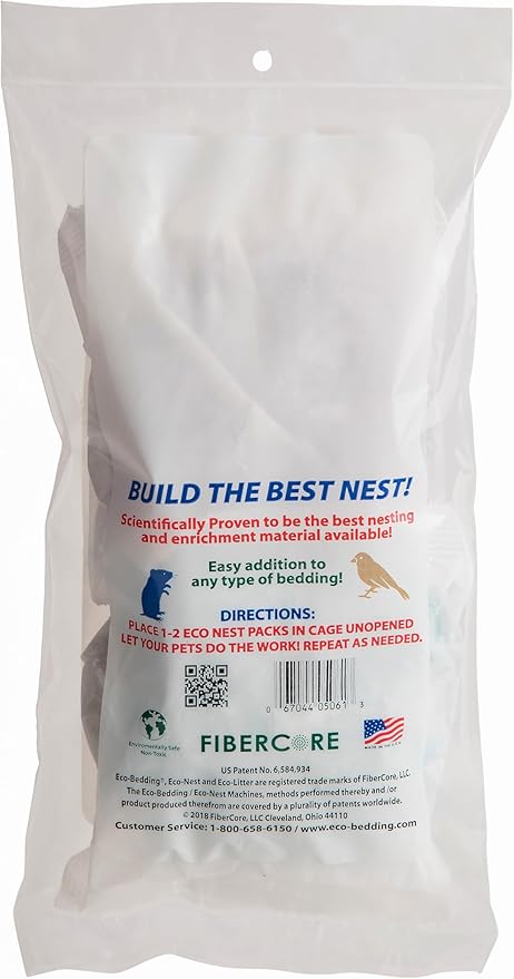 ECO BEDDING 99% Dust Free Paper Bedding for Small Pets and Birds, Eco-Nest Pack