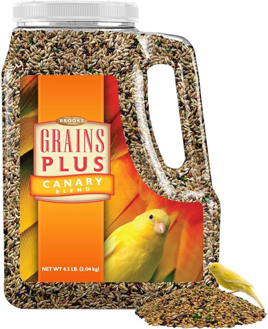 Brooks Brand Grains Plus Canary Blend, Canary Bird Food Seed, Seeds for Birds, Comida para Canarios, Alpiste para Pajaros (4.5 lbs)