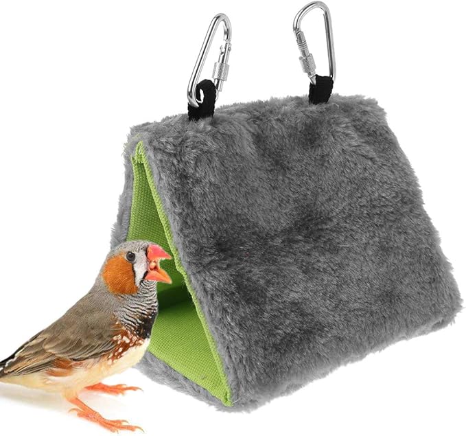 Thicken Heart Print Parrot Nest Plush Warm Hammock Tent Small Pet Winter Bed for Cockatiels Parakeets Winter