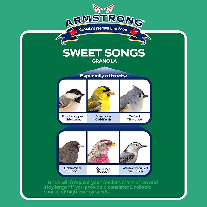 Armstrong Wild Bird Food Royal Jubilee Sweet Songs Granola Stack, 7.05oz – High-Energy Treat with Black Oil Sunflower, Safflower & Nyjer Seeds - Ideal for Granola Stack Feeders