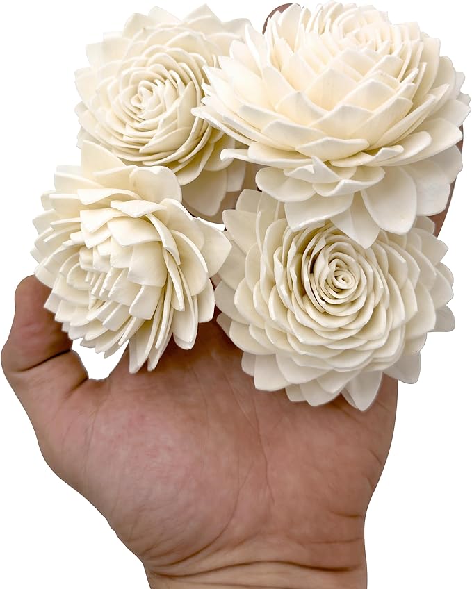 5176 Pk4 Sola Shred Lotus - Handmade Sola Wood Bird Foot Toys, Shreddable Lightweight Flowers, Easy for Small Pets to Manipulate, Stick Treats Inside, Great Foraging Toys