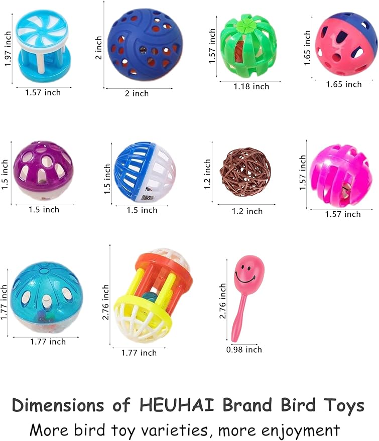 23-Piece Bird Toy Set with Long-Lasting Bells and Sturdy Vine Balls, Safe and Non-Toxic, Ideal for Parrots and Parakeets