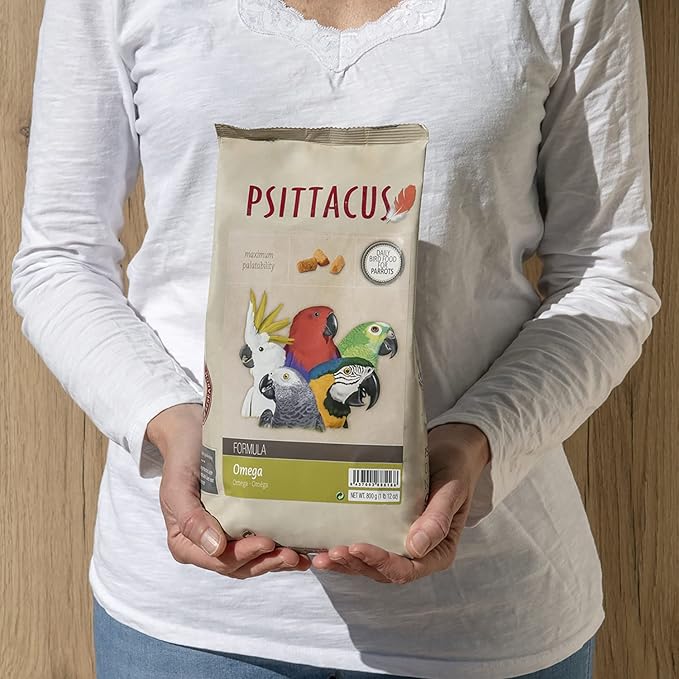 Psittacus Omega 1.76 lb | Complete Pellet Diet for African Greys, Macaws, Eclectus and Other African Parrots | Premium Food for Birds, 100% no-GMO