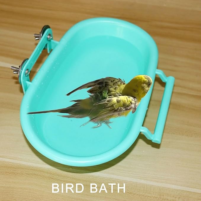 Bird Shower Tray, Parakeet Bird Bath, Bath for Cage Birdcage Addon Screw Tub Parrots Bathtub Birdcage Water Bowl Feeder Budgies Cage Accessories