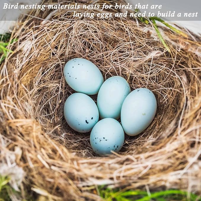 Bird Nesting Material for Finches, Parakeets & Canaries – Soft Jute, Straw & Cotton Nest Bedding for Bird Cages, Gardens & Outdoor Trees (1.7oz)