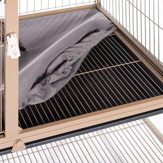 Prevue Pet Products Ferret Cage Plush Fitted Grille Cover Set - Washable Polyester Cage Cover, Prevue Ferret Enclosure Accessories, Plush & Soft Animal Cage Liner - Gray