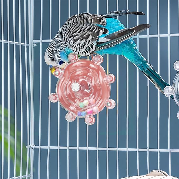 Windmill Roller Parrot Toy Bird Toys Bird Cage Accessories Parakeet Toy Chewing Toy for Conure Cockatiel Budgies Lovebird Parrotlet Sun Conure Budgie Mini Macaw Small Medium Birds (Red)
