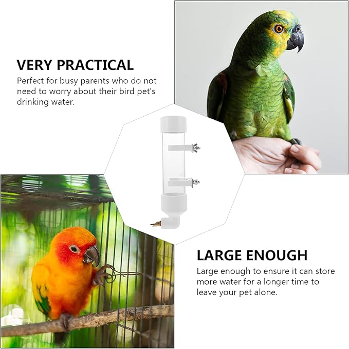 TEHAUX Automatic Bird Water Dispenser, Large Capacity Transparent Water Feeding Bottle for Parakeets, Canaries, Cockatiels, Finches and Other Similar Sized Birds