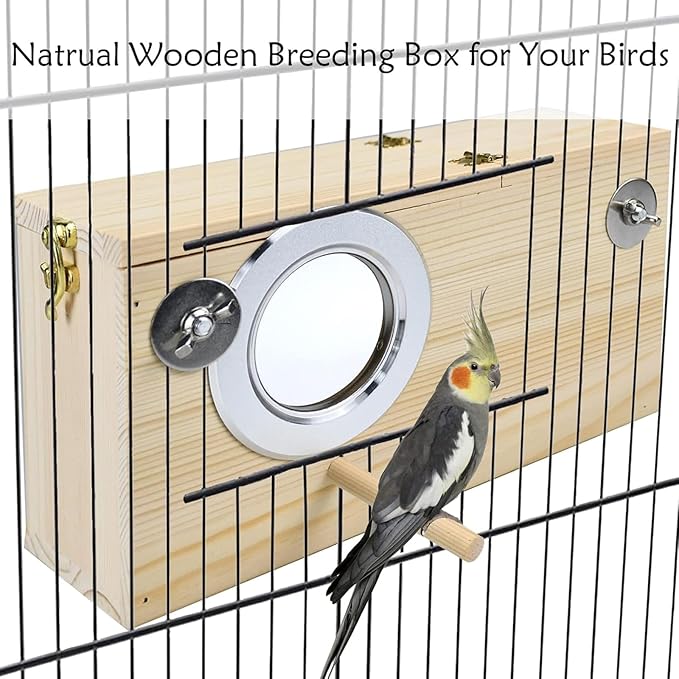 Parrot Nesting Box Cockatiel Nesting Box Bird Breeding Box House Handcrafted Wooden Acrylic Transparent Bird Box with Detachable Wooden Board for Parakeets Cockatiel Budgie Conure Parrot S