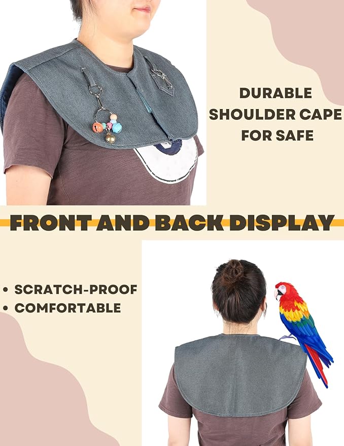 Parrot Diaper Anti Scratch Bird Poop Shoulder Protector Bird Diaper Harness with Anklet Toys for Training Stand Bell Pendant