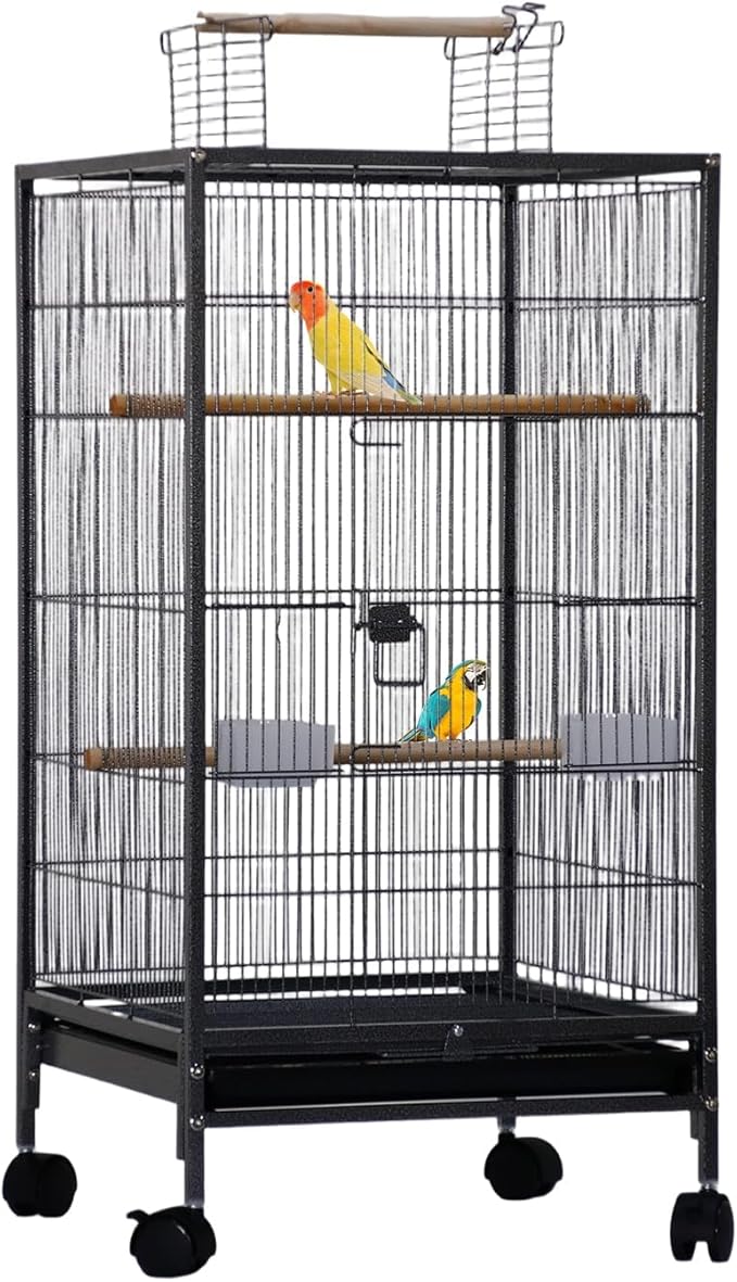 GarveeHome Small Bird Cage with Wheels, Parakeet Cage, Bird Carrier for Parakeets, Canaries, Lovebirds, Small Quaker, Cockatiels, Budgie, Green Cheek (40in)