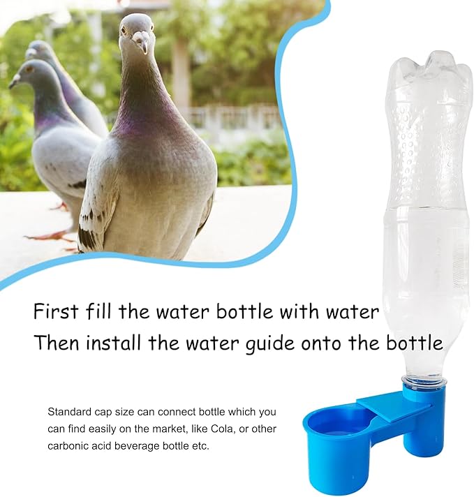 5 Pieces Automatic Bird Drinker Plastic Soda Bottle Cup Pigeon Water Guide Kit with Spring for Cage