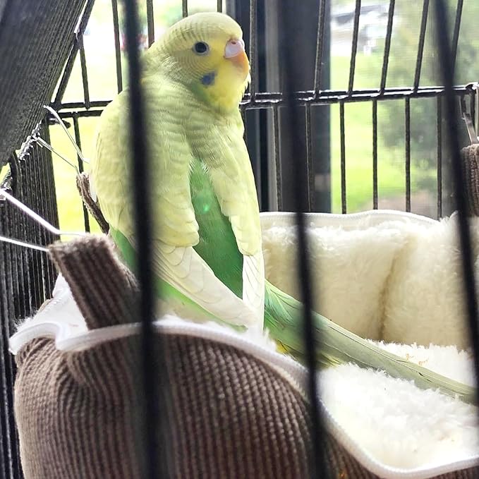 QBLEEV Bird Nest House Winter Warm Bed for Cage Hanging Hammock Soft Plush Snuggle Hut Tent, Parrot Cage Accessories Hideaway Sleeping Bed for Budgie Parakeet Cockatiel Conure Lovebird