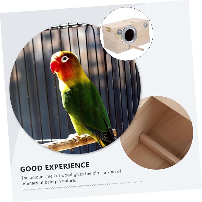 BESPORTBLE Bird Breeding Nest Box for Parakeets and Parrots Natural Wood Bird Incubator Design Comfortable Nesting Environment for Mating and Incubation