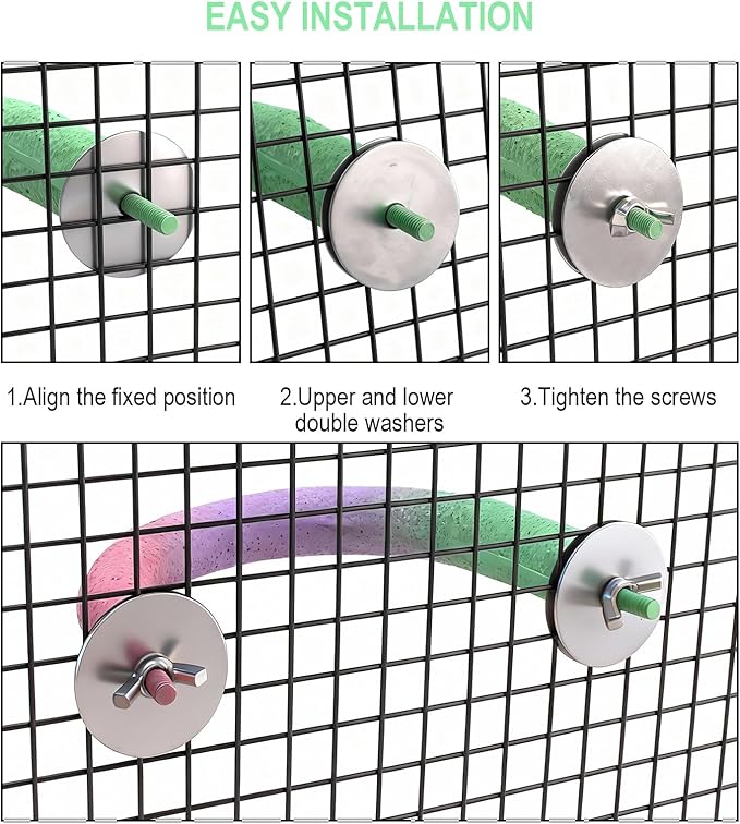 U Shape Parrot Perch Cage for 4cm Large Pad Fits Horizontal Vertical Bars Washable Bird perches Washable Colorfast Resin Perch for Budgies, Cockatiels to Trim Nails Beak Naturally