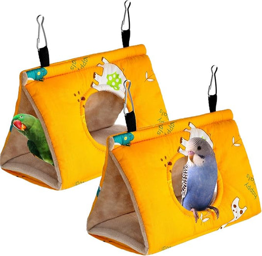 Weewooday 2 Pack Bird Beds Conures Hammock Sleeping Hut for Cage, Warm Bird Nest House Hanging Plush Tent for Parrot Parakeets Cockatiel Conure Cockatoo Parakeet Bird Cage Accessories