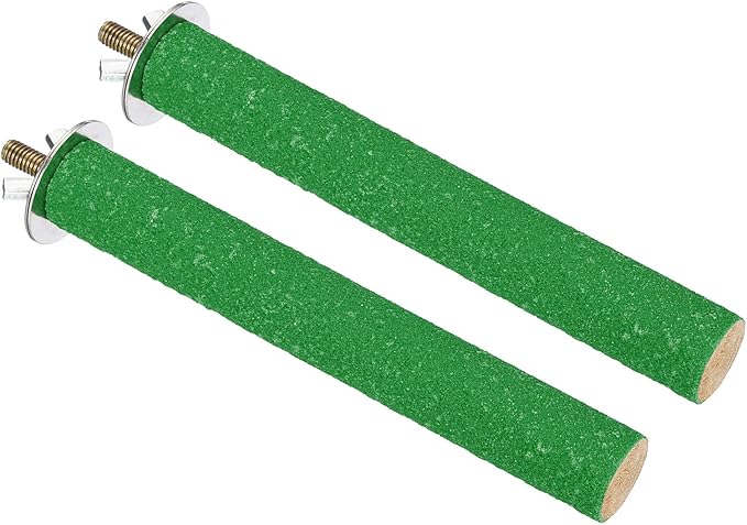 PATIKIL 0.8x5.5 Inch Bird Cage Perch, 2 Pack Parrot Stand Paw Grinding Stick Bird for Parakeet Cockatiel Cage Accessories, Green