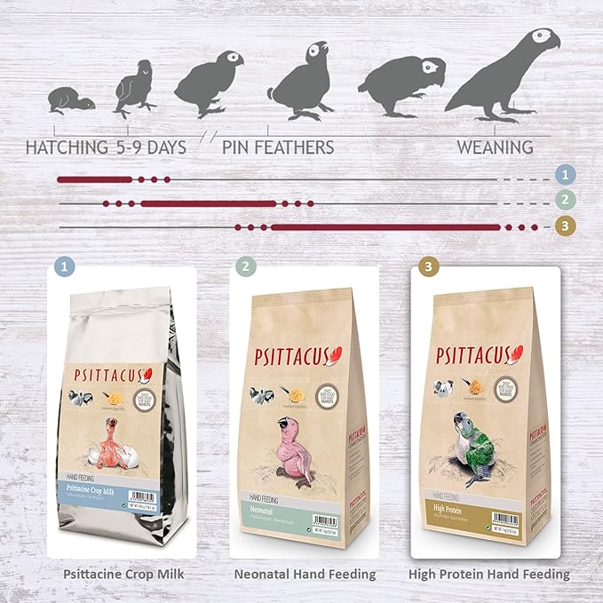 Psittacus High Protein Hand-Feeding Formula 2.2 lb | Diet for Baby Amazons, Cockatoos and Ringneck Parrots | Premium Food for Birds, 100% no-GMO