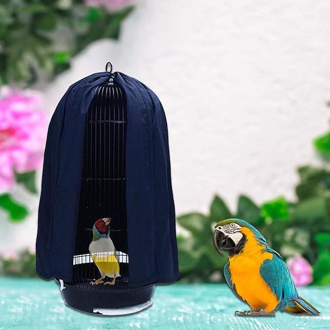 Round Dome Top Bird Cage Cover Shield Birdcage Cover Thicken Nylon Pet Parrot Cage Cover Good Night Cover Black-Out Birdcage Cover Washable Birds Cage Seed Catcher Cover