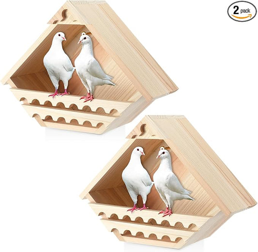DoubleFill 2 Pcs Cedar Dove Nesting Box Bird House Outdoor Wood Triangular Opening Bird Box House for Doves Nesting and Roosting Platform Garden Decoration