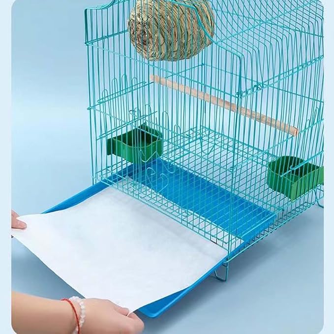100 Sheets Bird Cage Liner Papers, Disposable Bird Cage Paper Liners, Cuttable Pet Animal Cages Cushion, Precut Absorbent Bird Paper for Bird Parrot Small Animal, 9.8'' X 13.8''