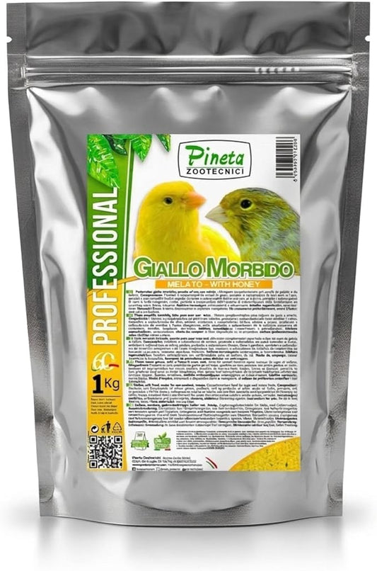 Giallo Morbido with Honey 1Kg Rich in Fats, Minerals and Proteins, Bird Food, Canary Food, Pet Accessories, Bird Breeding, Bird Egg Food, Comida para Canarios, Birds Seed , Pet Bird Food, Parakeet
