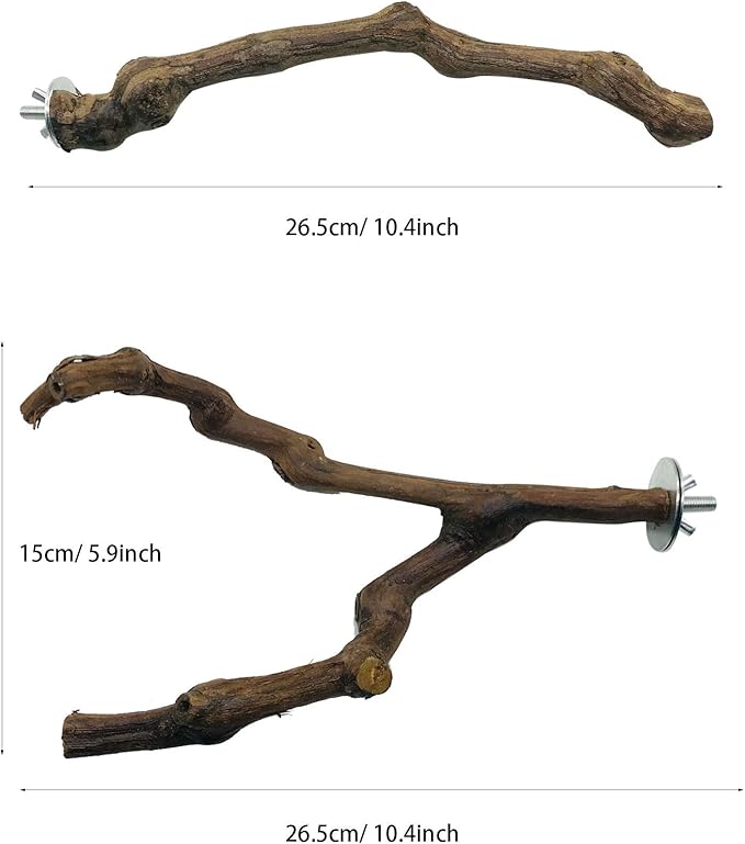 5 PCS Natural Grape Stick Perch Swing Chewing Toys for Parrot Cages, Cockatiels, Parakeets, Finches - Bird Standing Stick