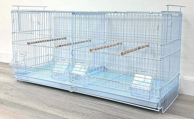 Large White Stackable Breeder Bird Flight Cage Side Breeding Nest Box Door with Center Removable Divider (White, 30"x11"x15"H Lot-4)