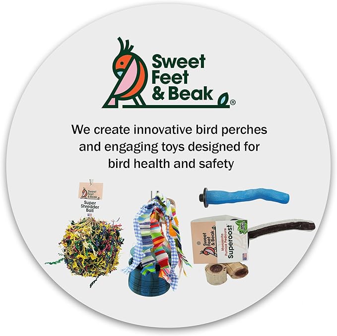 Sweet Feet & Beak Safety Pumice Bird Perch, X-Small 1/2" X 6", Lightweight Grinding Bird Perches for Cage - Bird Nail Trimming Perch for Healthy Beak & Feet - Multi-Size & Color Parrot Stand - Blue
