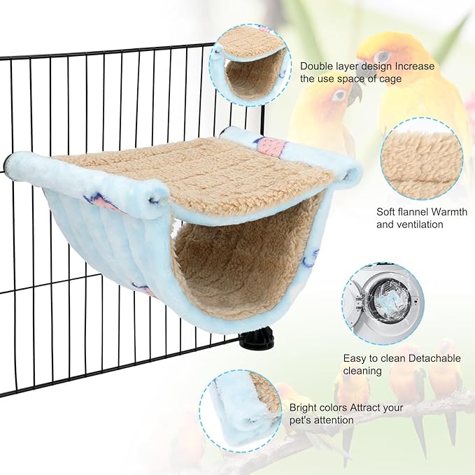 BWOGUE Winter Warm Bird Nest Bed Hanging Hammock Snuggle Hut Parrot House Tent Toy Bird Cage Perch for Parakeet Budgies Cockatiels Lovebird Cockatoo Finch Hamster Chinchilla Guinea Pig