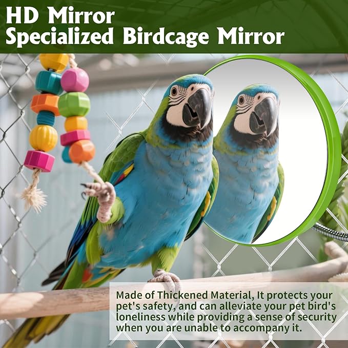 Bird Heater for Cage Thermostatical Bird Warmer Heater Pad with Mirror for Parakeets Parrot,4.7" Round,12V