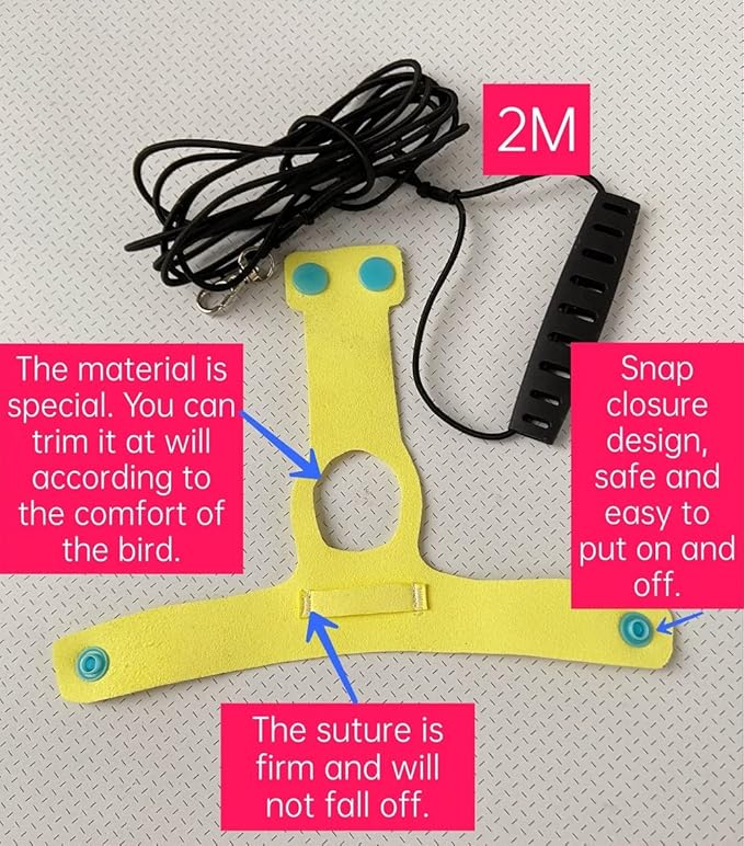 Bird Flight Harness Vest Parrot Flight Suit with Leash for Parakeets Cockatiels Conures Budgies, Bird Flying Clothes with Rope and Handle for Outdoor Activities Training (S,Yellow)
