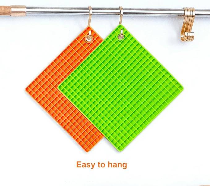 2-Pack Square Bird Foraging Mat for Parakeets & Cockatiels | 80g Weighted Anti-Slip Silicone Slow Feeder Toy | Enlarged Holes for Mixed Seeds & Fruits | Enrichment Toy for Budgies, Conures & Finches